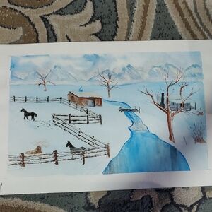 Winter Landscape Art Watercolor